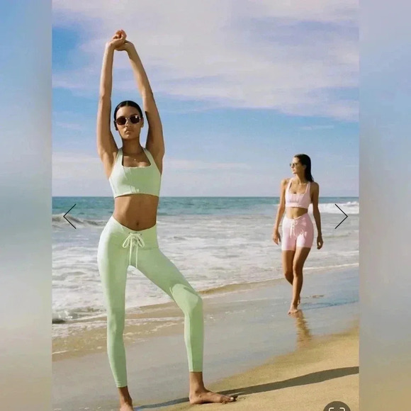 STAUD x New Balance Lace Up Tight Corset Leggings in Sage Green NEW - Picture 1 of 7